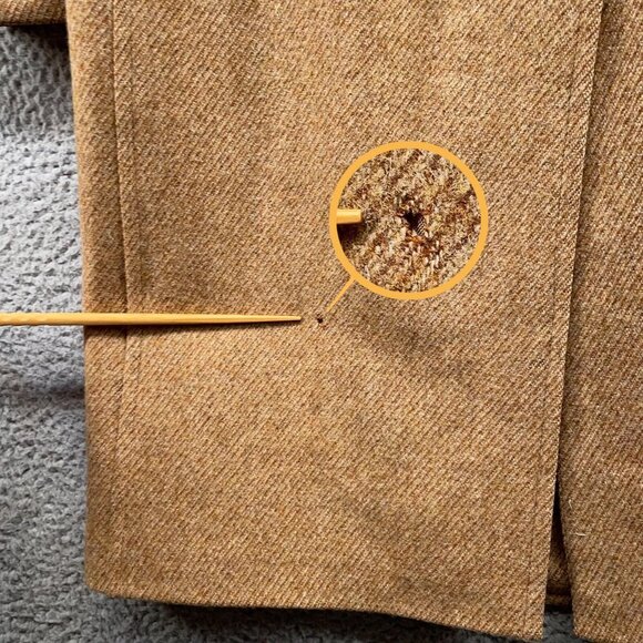 Vintage Grenadier Mens 40 Wool Tweed Single Breasted Over Coat Tan Brown 1960s - Picture 14 of 16